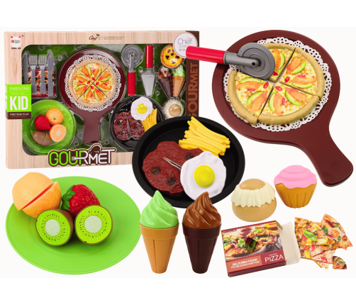 Fast Food Set Fruits Steak Ice Cream Accessories Pizza French fries 26 pcs.