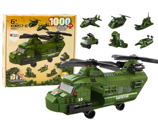 Military Helicopter Block Set Military Green 1000 pcs