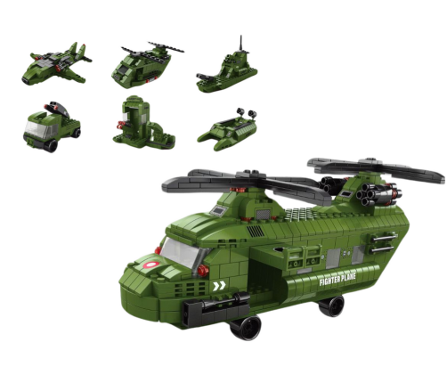 Military Helicopter Block Set Military Green 1000 pcs