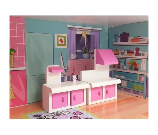 Wooden Doll House Milena Pink