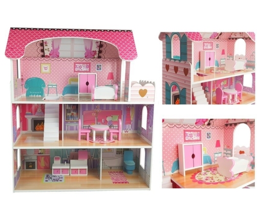 Wooden Doll House Milena Pink