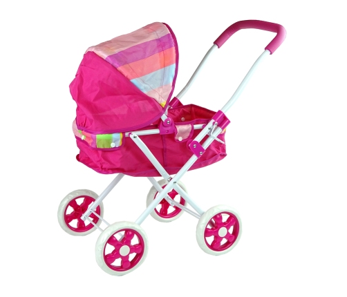 Pink Pushchair for Dolls with Colourful Canopy 66 cm