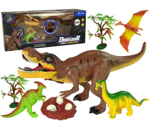 Dinosaur Set Tyrannosaurus Rex Trees Accessories Sound Lights