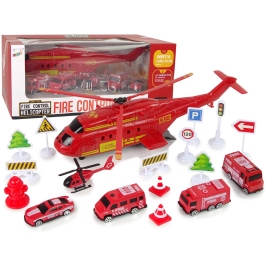 Fire Brigade Vehicle Set Fire Truck Rescue Helicopter