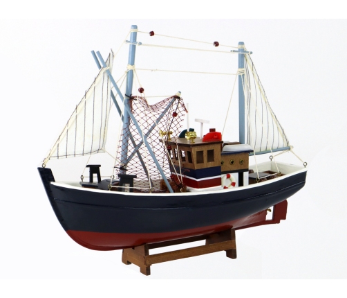 Wooden Navy Blue Collector's Model Ship