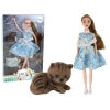 Children's Doll Emily Spring Long Hair Blue Dress Kitten