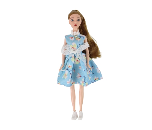 Children's Doll Emily Spring Long Hair Blue Dress Kitten