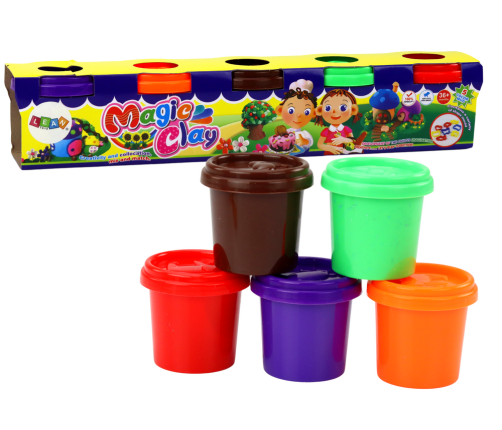 Set of Playdough in a Cup, 5 Pieces, Colorful Molds