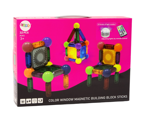 Set of Magnetic Blocks with Illumination, 32 Elements