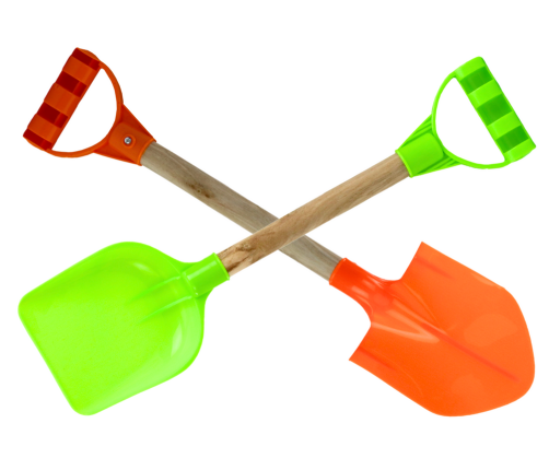 Set of wooden sand shovels, orange, green, 2 pcs