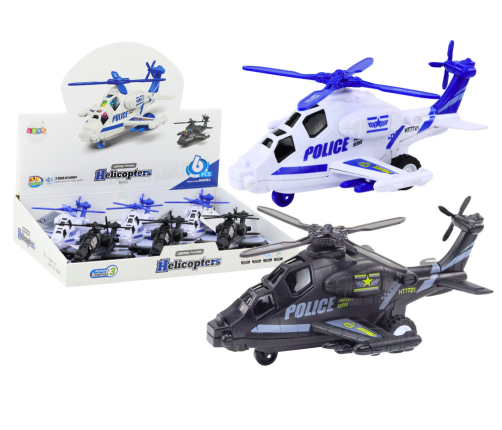 Police Helicopter White or Black Friction Drive Light and Sound