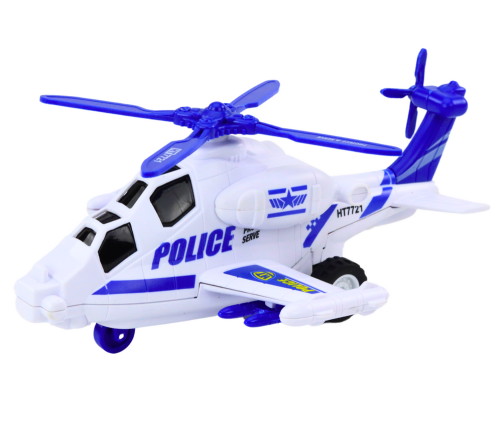 Police Helicopter White or Black Friction Drive Light and Sound