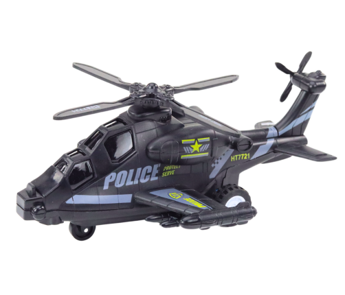 Police Helicopter White or Black Friction Drive Light and Sound