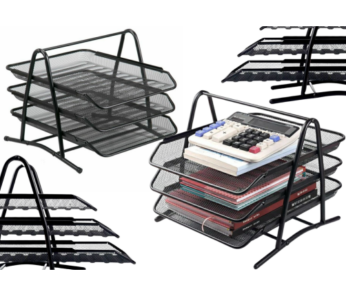 Organizer 3 Drawers Sliding Metal Black