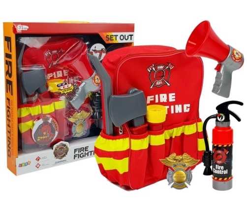 Firefighter's Set Backpack Flashlight Fire extinguisher Megaphone