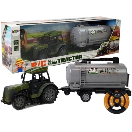 Green Tractor with Milk Tank Trailer Remote Control 2.4G