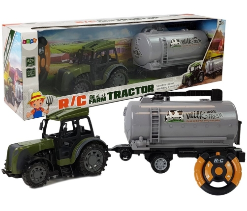 Green Tractor with Milk Tank Trailer Remote Control 2.4G