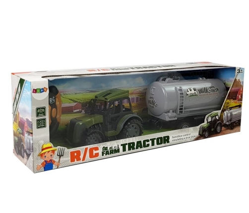 Green Tractor with Milk Tank Trailer Remote Control 2.4G