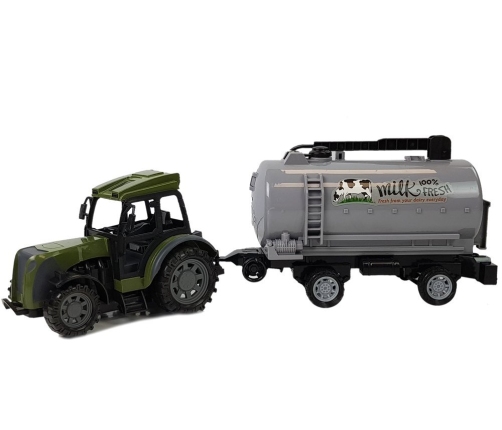 Green Tractor with Milk Tank Trailer Remote Control 2.4G