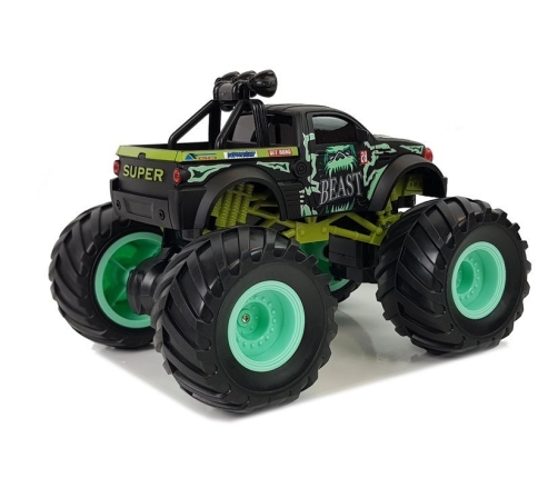 Off-road Auto Pick Up Huge Bigfoot Wheels 2.4G 1:18 Black / Green Remote Controlled