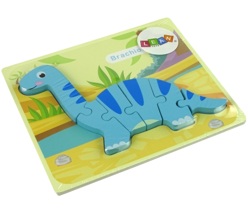 Wooden Puzzle Dinosaur Brachiosaurus Blue