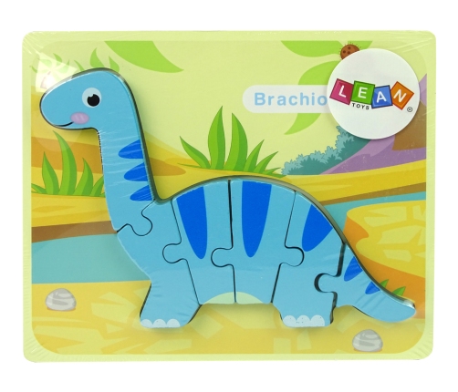 Wooden Puzzle Dinosaur Brachiosaurus Blue