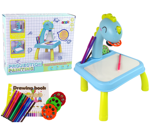 DINOSAUR TABLE WITH PROJECTOR FOR DRAWING + ACCESSORIES COLOUR BLUE