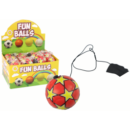 PU Football with a Jojo Elastic Band for Bouncing, 6 cm, Red Stars