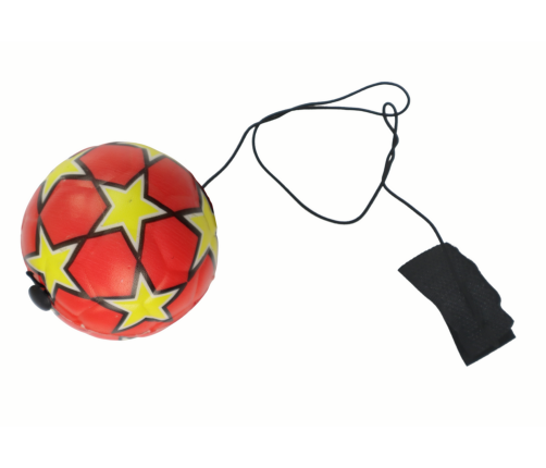 PU Football with a Jojo Elastic Band for Bouncing, 6 cm, Red Stars