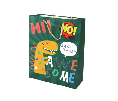 Green Dinosaur Paper Gift Bag 41.5cm x 30cm x 12cm