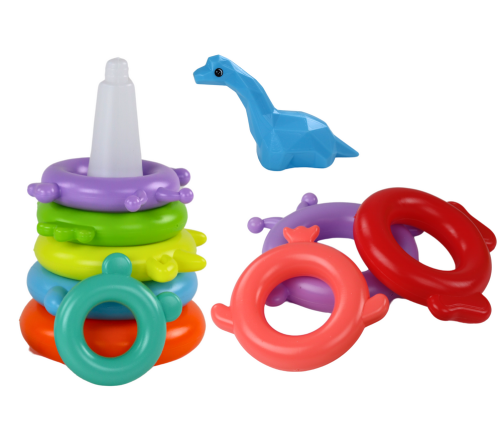 Giraffe Pyramid Puzzle 8 Rings Colorful 29cm x 14cm x 14cm