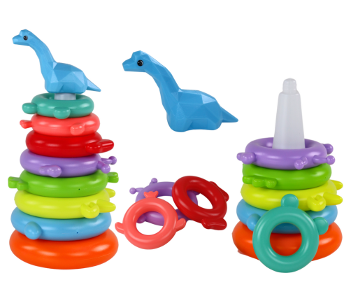 Giraffe Pyramid Puzzle 8 Rings Colorful 29cm x 14cm x 14cm