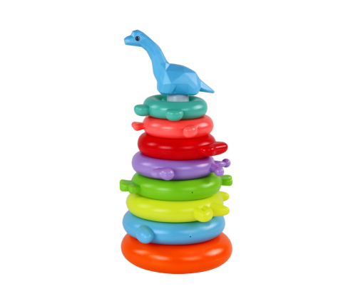 Giraffe Pyramid Puzzle 8 Rings Colorful 29cm x 14cm x 14cm