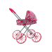 Doll Stroller Large Wheels Foldable Pink Hearts