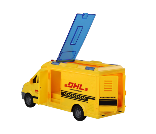 Delivery Car 1:16 Friction Drive Opening Doors Lights Yellow Sounds