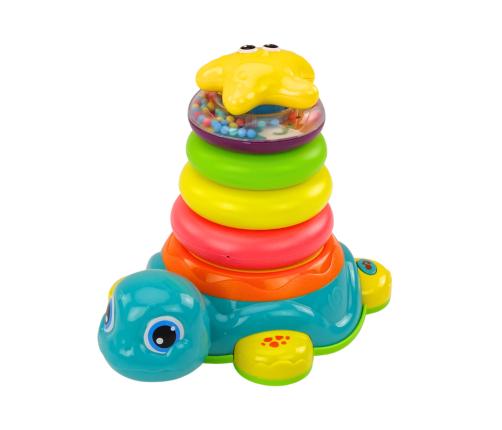 Pyramid Riding Turtle 2in1 Puzzle Wheels Lights Sounds