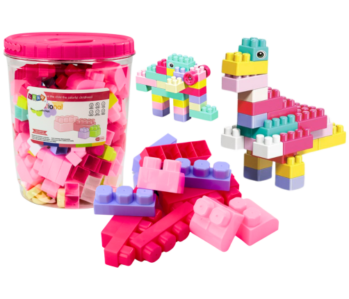 Educational Large Building Blocks in a Bucket Set Pink 160 pcs.