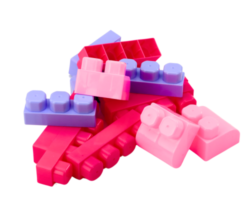 Educational Large Building Blocks in a Bucket Set Pink 160 pcs.