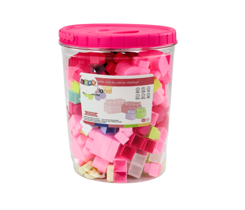 Educational Large Building Blocks in a Bucket Set Pink 160 pcs.