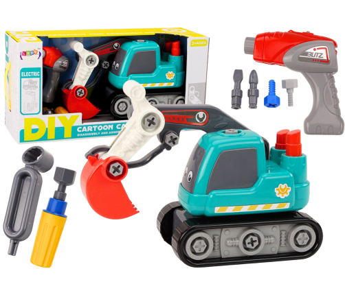 Cartoon Crawler Excavator For Turning DIY Turquoise