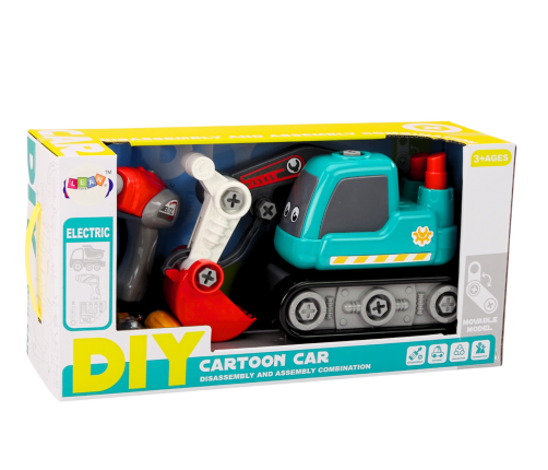 Cartoon Crawler Excavator For Turning DIY Turquoise