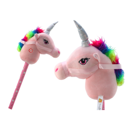 Plush Unicorn Head On A Stick Hobby Horse Pink Unicorn sounds