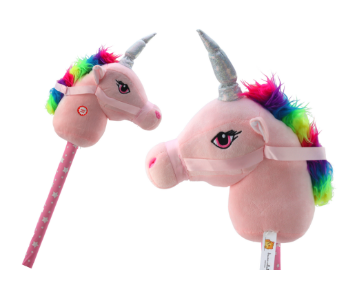 Plush Unicorn Head On A Stick Hobby Horse Pink Unicorn sounds