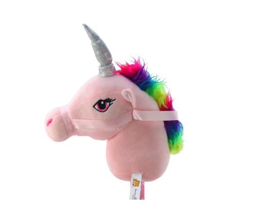 Plush Unicorn Head On A Stick Hobby Horse Pink Unicorn sounds