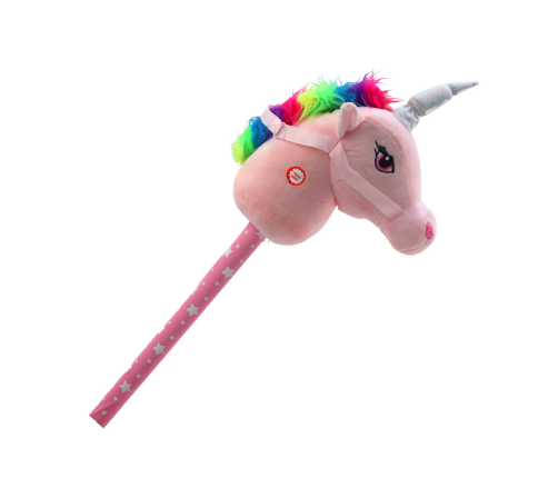 Plush Unicorn Head On A Stick Hobby Horse Pink Unicorn sounds