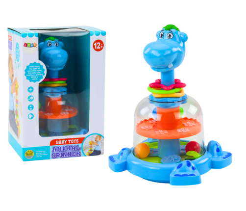 Hippopotamus Spinning Top With Balls For Babies Blue