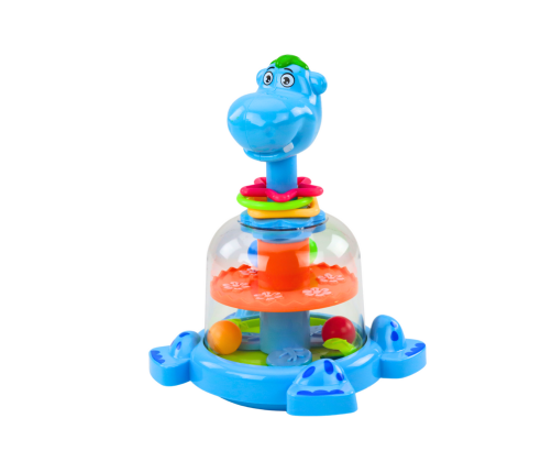 Hippopotamus Spinning Top With Balls For Babies Blue