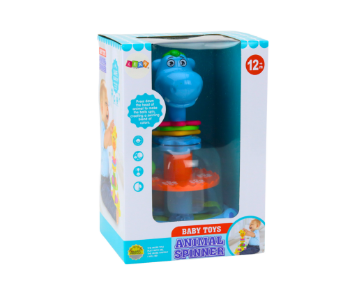 Hippopotamus Spinning Top With Balls For Babies Blue