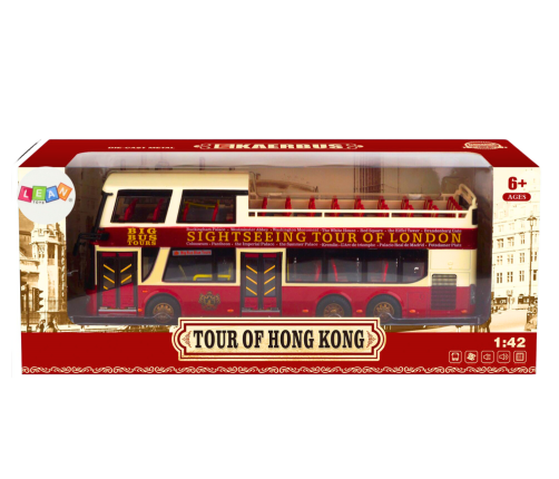 Double-decker Tour Bus 1:42 Metal Lights Red