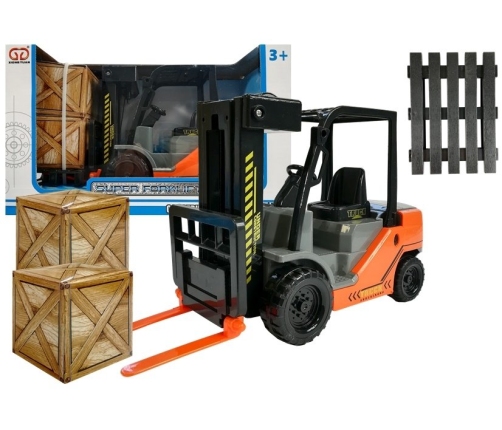 Big Forklift with Pallet and cardboard Boxes